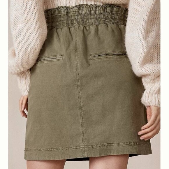 Anthropologie LINEN Blend Moss Green Utility Mini Skirt Size XL - Picture 3 of 16